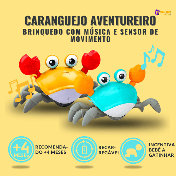 Caranguejo aventureiro 🦀🎶 - Brinquedo com música e sensor de obstáculos - 🎁 PT ONLINE STORE 